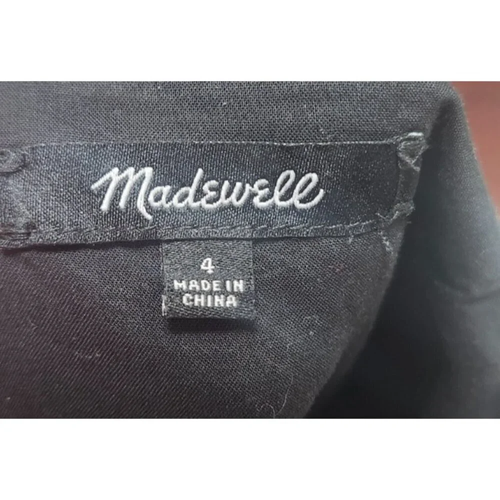 Madewell Black Eyelet Bow Back Midi Dress Cotton Size 4 Spaghetti Straps